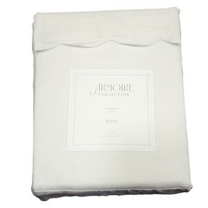 Armoire Collection Coquette Queen Sheet Set White Scalloped Edge 4pc